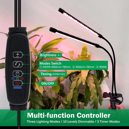 Desktop Clip Full Spectrum LED Grow Lamp 4000K 400Nm 780Nm Timing Three Light Modes Light for Greenhouse Tent Veg Flowers